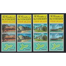 St. Vincent Gren Union Island Mail Schooner Pairs Both Labels 1976 MNH SG#74-77
