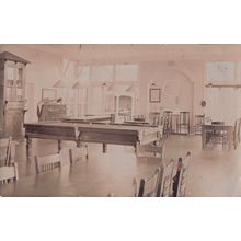Social Club Pool Billiards Antique Table Common Room Old RPC Postcard