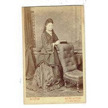 Victorian cdv photo woman standing Newcastle Staffs photographer