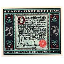 1921 Germany Osterfeld Notgeld 50 Pfennig Note (1221)