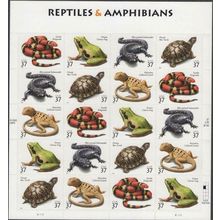 Reptiles & Amphibians Sheet of Twenty 37 Cents Postage Stamps Scott 3814-18