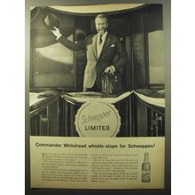 1960 Schweppes Quinine Water Ad - Commander Whitehead whistle-stops