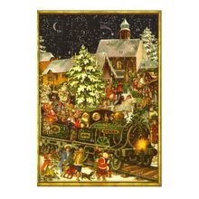 ADV491 - Sellmer Advent Cards - Santa with Train - 6"H x 4.5"W x .1"D