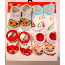 Adorable Bundle: 4 Pairs of Gender-Neutral Newborn Booties and Socks, Cozy Feet
