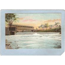 NH Nashua Covered Bridge Postcard Runnells Bridge World Guide Number cove~411