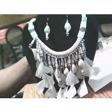 Southwestern Style Multifaceted Feathers, Shells necklace Set 18" 2" Extender