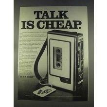 1977 Sony TC-44 Cassette Recorder Ad - Talk is Cheap
