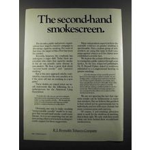 1986 R.J. Reynolds Tobacco Company Ad - The second-hand smokescreen