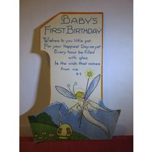 baby's first. ONE YEAR OLD, VINTAGE card BIRTHDAY by G.Delgado 1920/30s #