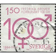 SWEDEN, Frederika Bremer Federation 100 years, pink 1984, 1.50Kr