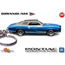 HTF KEYCHAIN BLUE 1973/74 PONTIAC GRAND AM CUSTOM Ltd Ed.