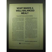 1969 American Dairy Association Ad - Well-Balanced