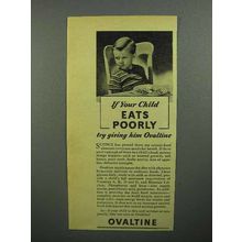 1944 Ovaltine Drink Ad - If Your Child Eats Poorly