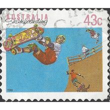 AUSTRALIA, SPORT, Skateboarding s/a, blue 1990, 43c, #3