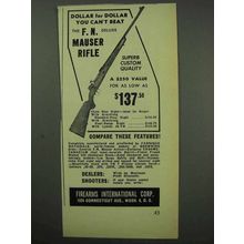 1950 F.I. Ad - F.N. De Luxe Mauser Rifle