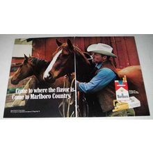 1971 2-page Marlboro Cigarette Ad - Marlboro Man, Cowboy