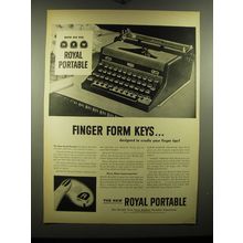 1948 Royal Portable Typewriter Ad - Finger form keys