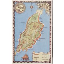Isle Of Man Romsey Douglas Tall Ship Railway Old Map Postcard