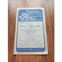 1958/59 Millwall vs Torquay - Division 4, 1/11/1958 ** FREE P&P **