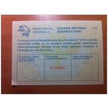 Etats Unis 42 cents neuf UPU Union Postale COUPON-REPONSE INTERNATIONAL C22 C 22