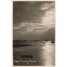 Harwich Essex Sunset Boats Stunning Antique RPC Postcard