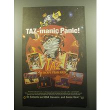 1994 Sega Taz In Escape from Mars Video Game Advertisement - Taz-manic Panic