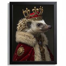 Hedgehog King Vintage Wall Print Painting Animal Wall Art King Hedgehog Picture