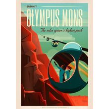 SPACEX POSTERS Retro Mars Prints, Olympus Mons, Valles, Phobos (2) Poster Canvas