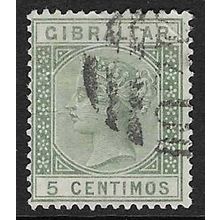 GIBRALTAR 1889-96 5c CENTIMOS SPANISH CURRENCY USED SG22
