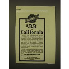 1902 North-Western Line Railroad Ad - The North-Western Line $33 to California