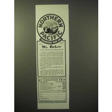 1929 Northern Pacific Railroad Ad - Mt. Baker