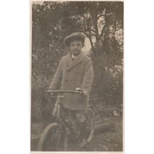 Posh Child on Old Bicycle Bike Antique Postcard