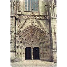 QUIMPER CATHEDRAL used postcard. 1986 postmark =