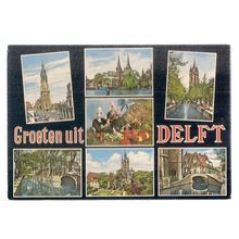 multiview, DELFT, NETHERLANDS used vintage postcard 1977 postmark =