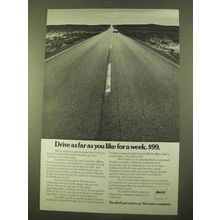 1970 Hertz Rent-a-Car Ad - Drive As Far As You Like