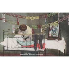 Christmas Eve Military Flags as Stockings Greetings Old Postcard
