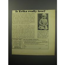1955 Save the Children Federation Ad - Is Erika really free?