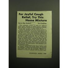 1949 Pinex Compound Ad - For Joyful cough relief, try this home mixture
