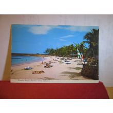 PARADISE BEACH ON PARADISE ISLAND, BAHAMAs, WEST INDIES used postcard 1974 pm =