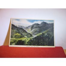 LANGDALE PIKES & VALLEY, CUMBRIA unused antique postcard. by G P Abraham =