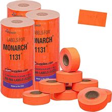 Perco Fluorescent Red Pricing Labels for Monarch 1131 Price Gun – 3 Sleeves, 24