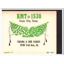 kmt-1530 bob gaddis texas city tx 1960s cb radio qsl vintage postcard1
