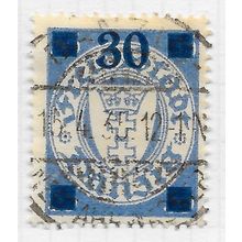 DANZIG 1934 SURCHARGE 30pf ON 35pf SHADE GREY-BLUE Mi 242b 242 USED