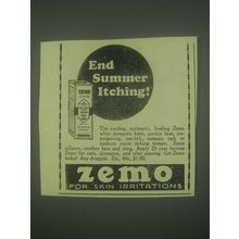1931 Zemo Ointment Ad - End Summer Itching