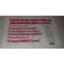 1987 GTE Telecommunications Ad - Large Custom-Tailored