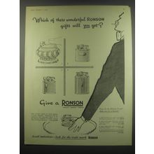 1949 Ronson Cigarette Lighters Ad - Which of these wonderful gifts?