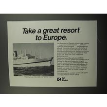 1970 Canadian Pacific CP Ships Ad - Take a great resort to Europe