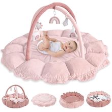 HAN-MM 5-In-1 Convertible Baby Play Gym with 6 Toys, Tummy Time Mat for Sensory