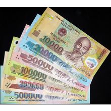 Set of banknotes from Vietnam 10 000 - 500 000 Dong 2003+ UNC Pick #119 - 124