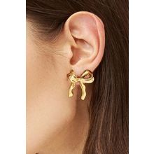 Gold Elegant Bow Design Studded Earrings